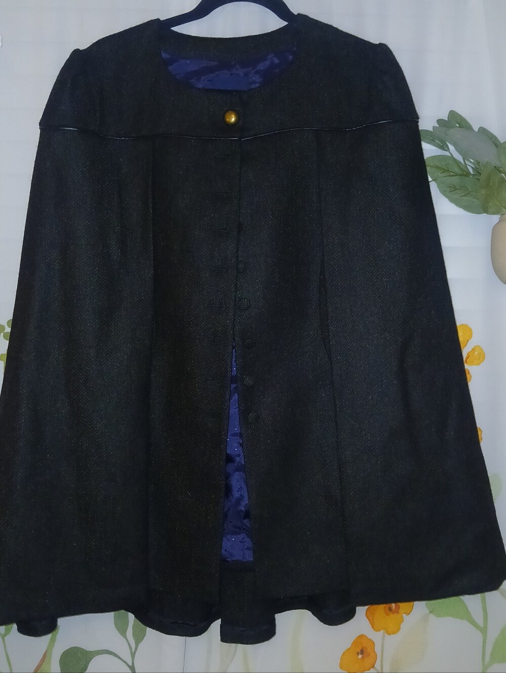 Nwt Jack Murphy Green Herringbone Wool Cape